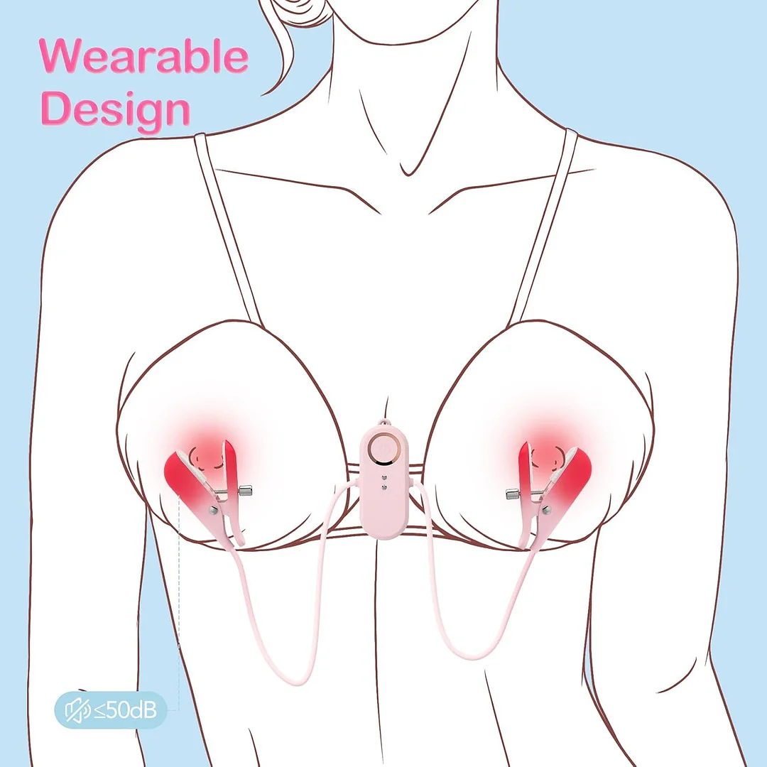 Gradient Pink Wearable Nipple Clamps Vibrator