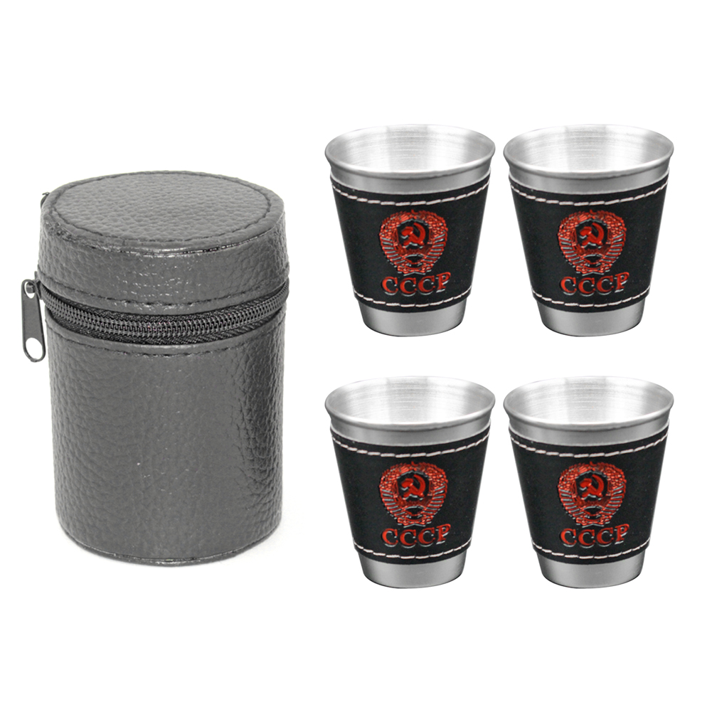 

4pcs/Set 70ml Portable Stainless Steel Wine Cups Set w/ Leather Storage Bag, 501 Original