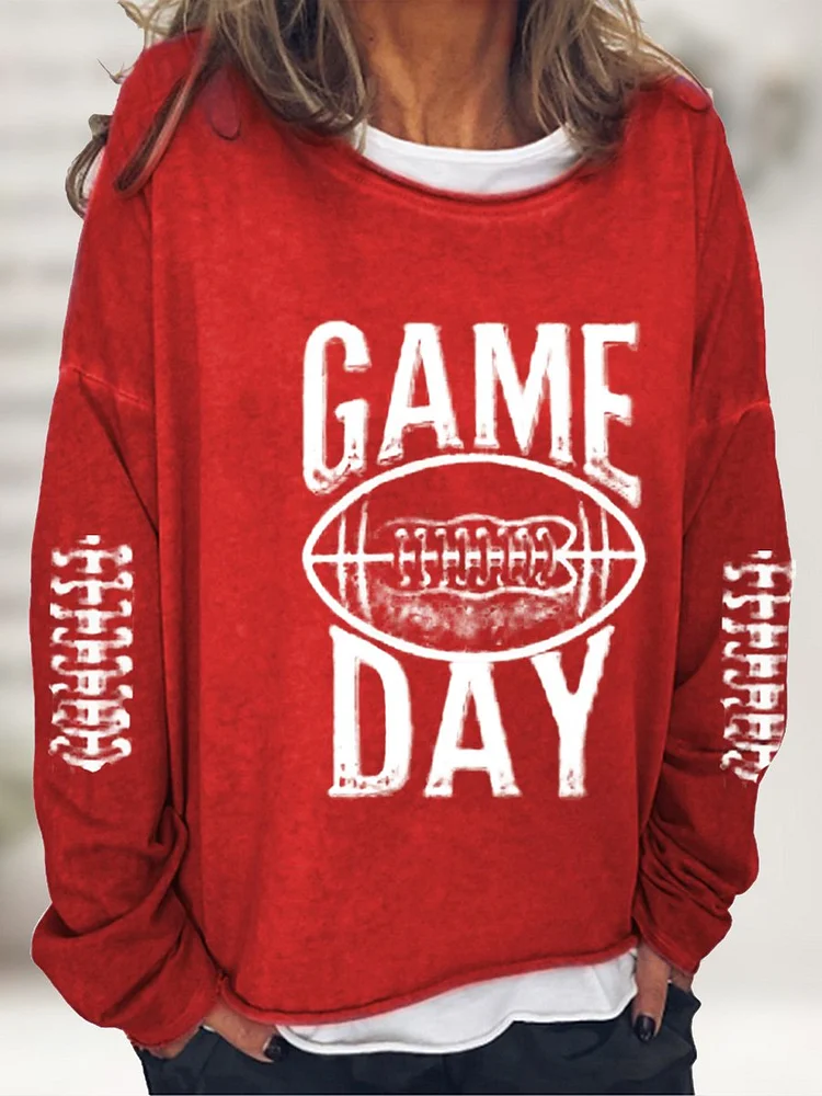 Women's Football Game Day Print T-Shirt socialshop