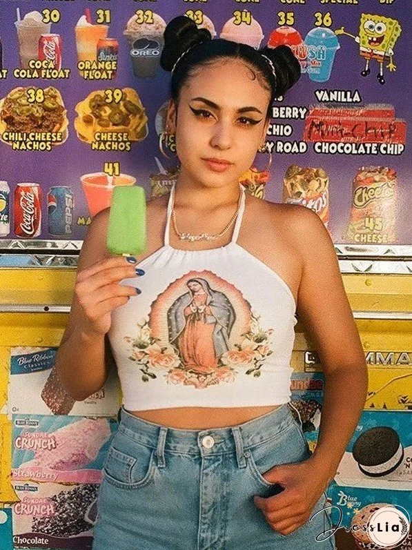 Halterneck Print Vest Straps Small Suspenders