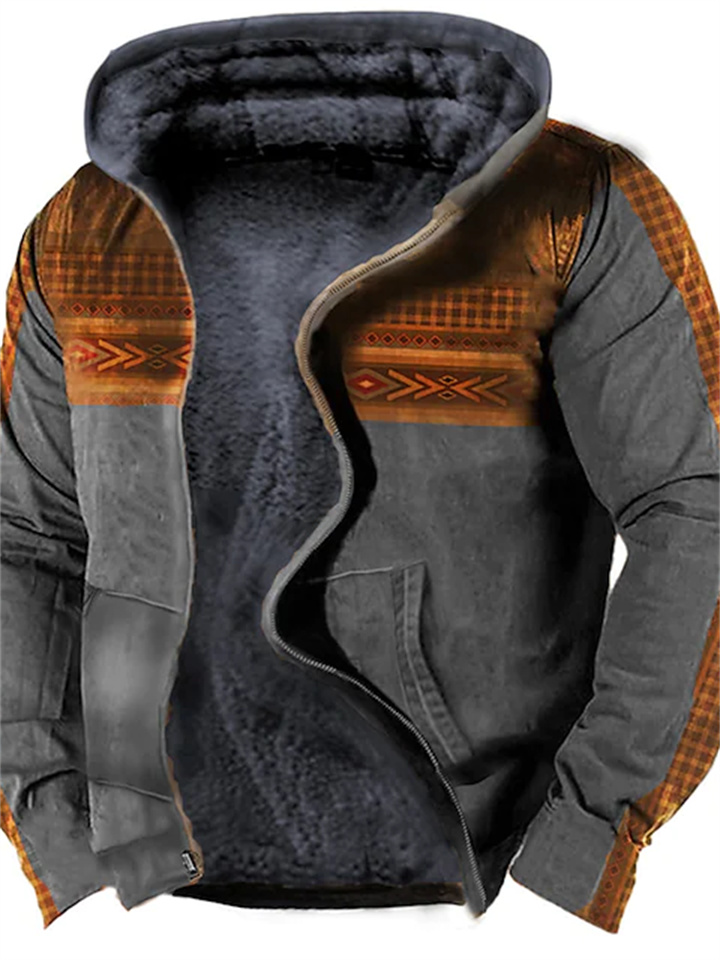 Men's Fleece Jacket Full Zip Hoodie Fleece Hoodie Sherpa Jacket Blue Khaki Brown Gray Hooded Graphic Prints Zipper Print Casual Daily Sports 3D Print Fleece Basic Designer Casual Fall & Winter