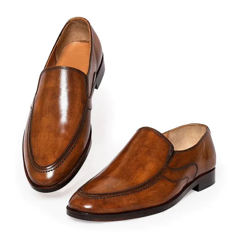 Handmade Mens brown leather moccasins shoes, Men brown leather loafer