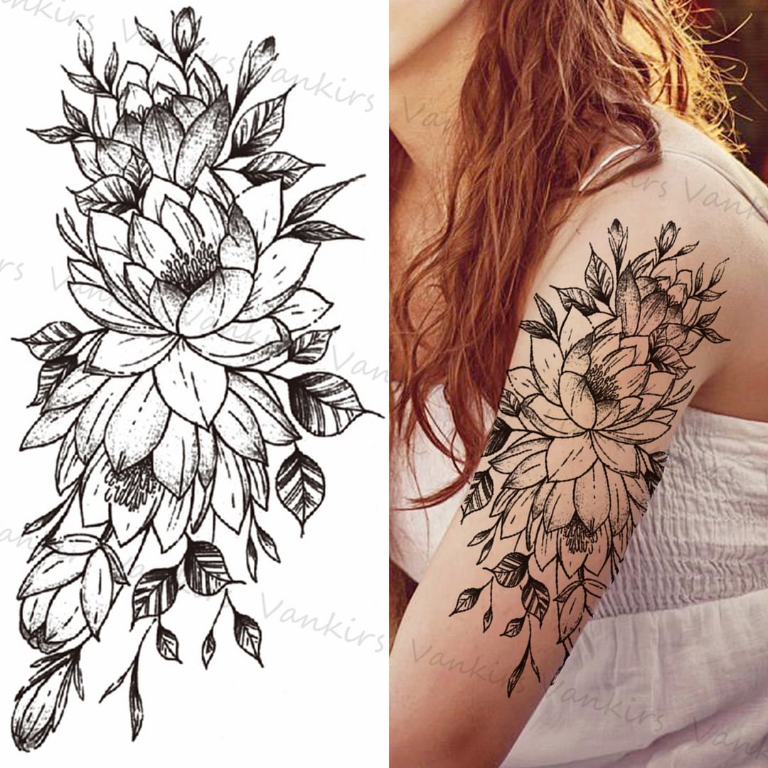 Gingf Rose Underboob Temporary Tattoos For Women Girls Realistic Eyes Daisy Snake Fake Tattoo Sticker Chest Arm Waterproof Tatoos