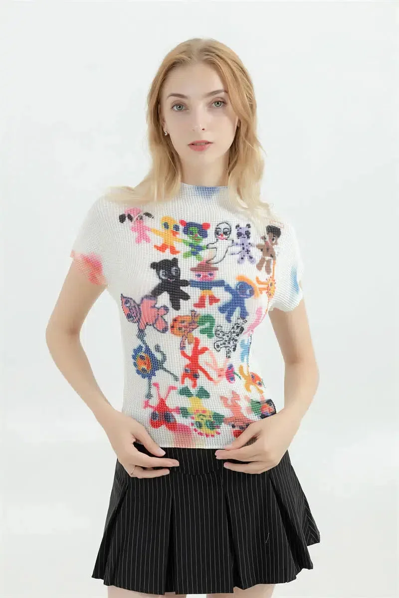 Brownm Figures Printed Top