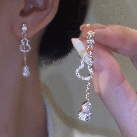 Diamond-Studded Gourd Earrings
