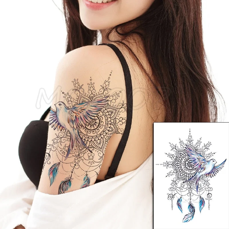 Temporary Tattoo Stickers Rose Sapphire Red Flower Fake Tatto Waterproof Tatoo Back Leg Arm Belly Big Size for Women Men Girl
