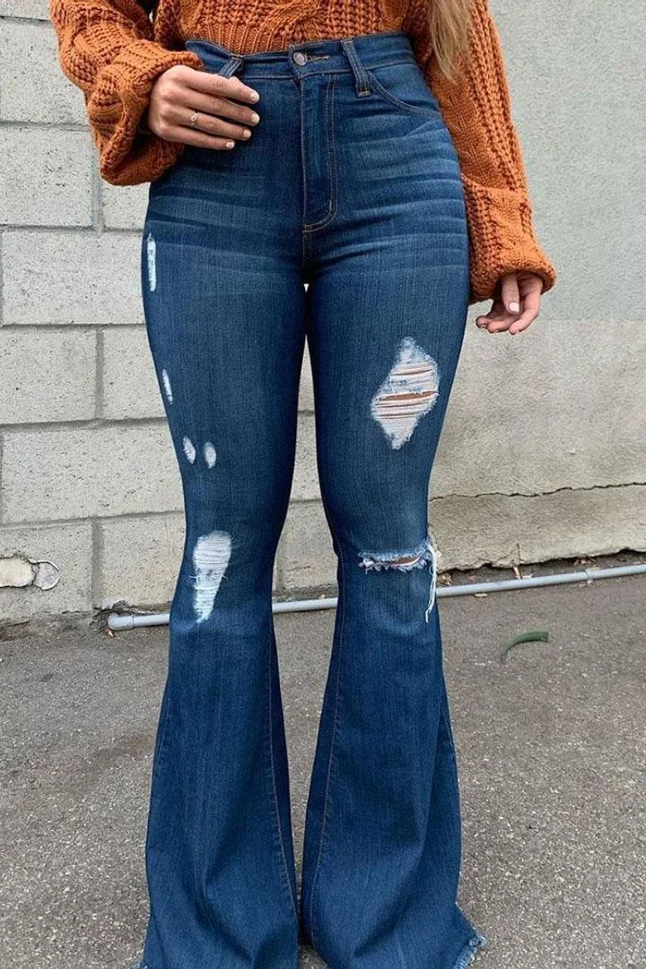 （🔥😍Hot Sale Jeans - Livraison gratuite😍🔥）Vintage des années 90 Taille haute Ripped Flare Leg Jeans