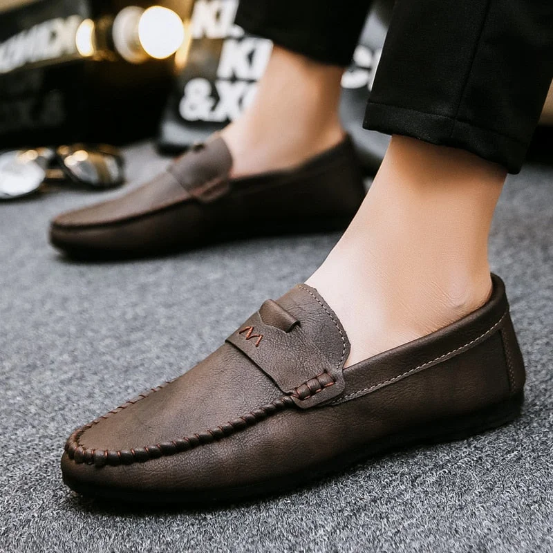 WOTTE Men Casual Shoes Fashion Men Shoes PU Leather Mens Loafers Shoes Moccasins Slip On Men's Flats Male Driving Shoes