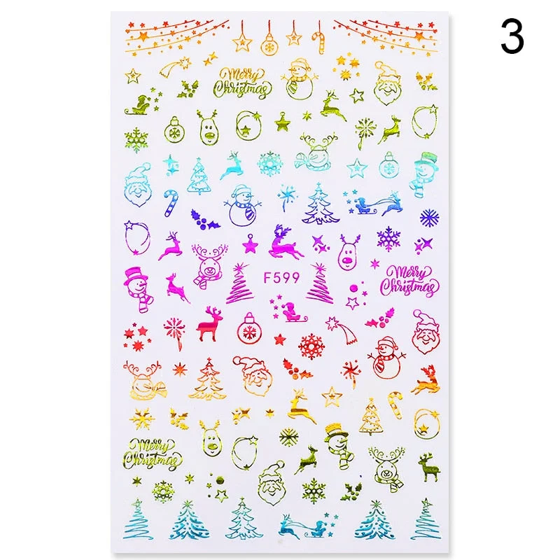 2021 NEW Christmas Slider Nail Art Water Decals Decoration Snowflake Nail Art Sticker DIY Manicures Water Transfer Foil Xmas Gif-Nail Inspo