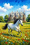 Luxury AB Velvet Diamond Painting Kit - Horse on an Estate