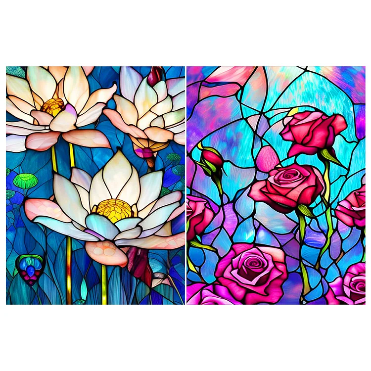 Stained Glass Lotus (canvas) full round or square drill diamond painting