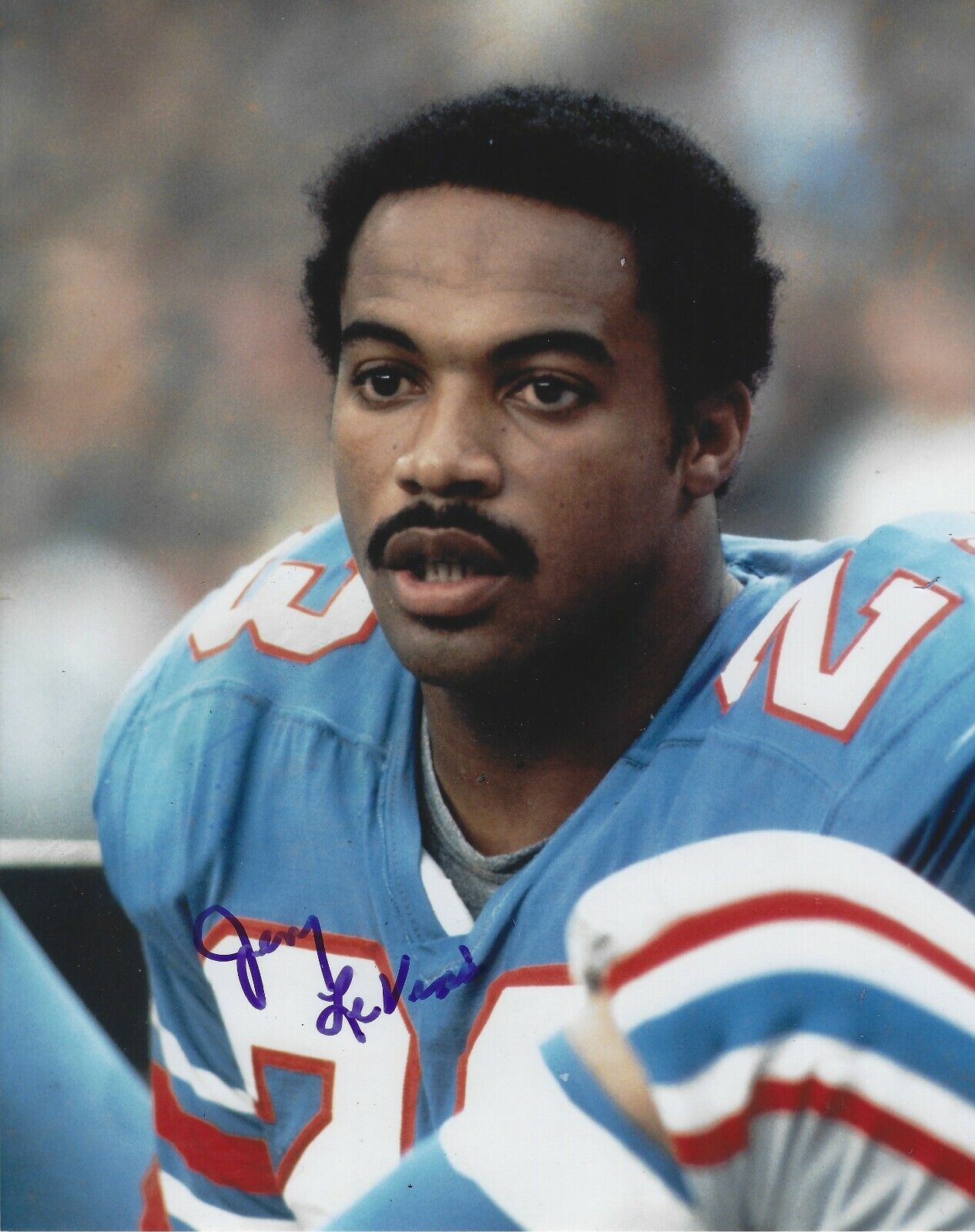 Autographed JERRY LEVIAS Houston Oilers 8x10 Photo Poster painting w/COA