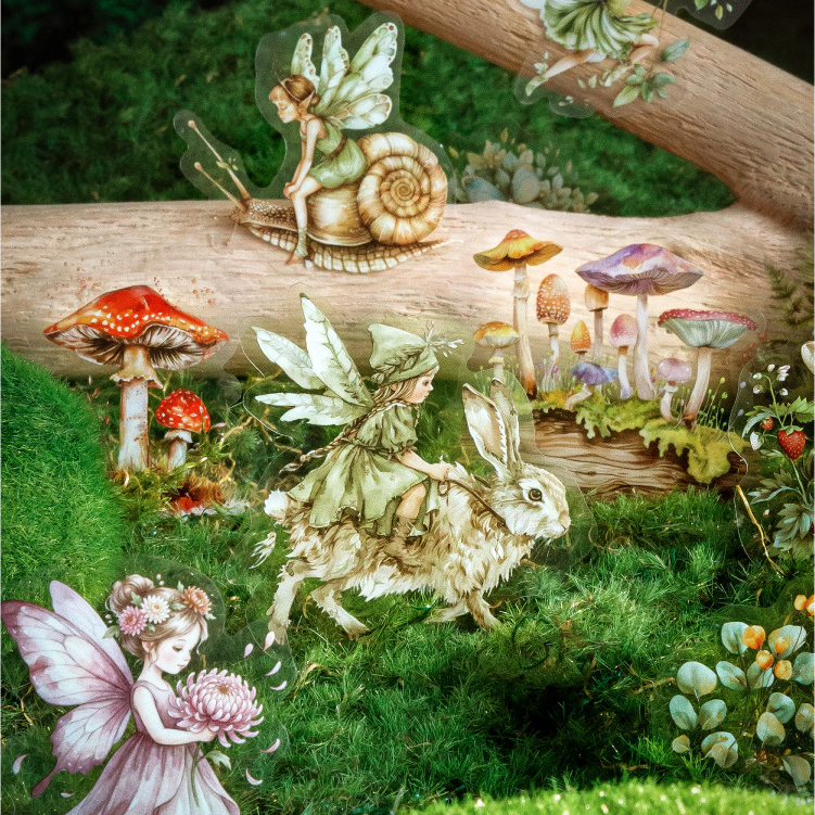 PET 스티커 - 엘프 판타지 시리즈 귀여운 나비 꽃 캐릭터