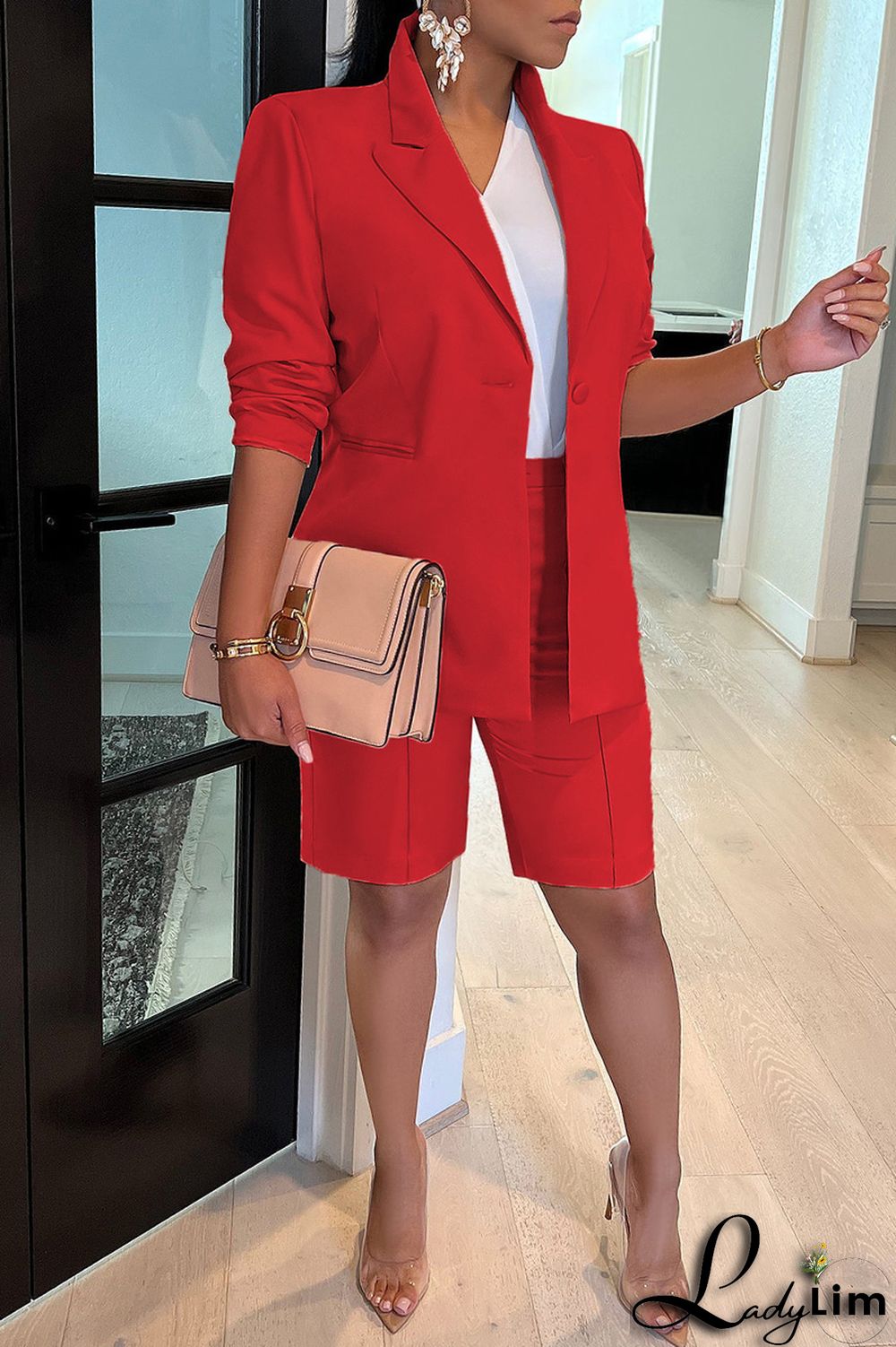 Blue Fashion Casual Solid Basic Turndown Collar Long Sleeve Two Pieces