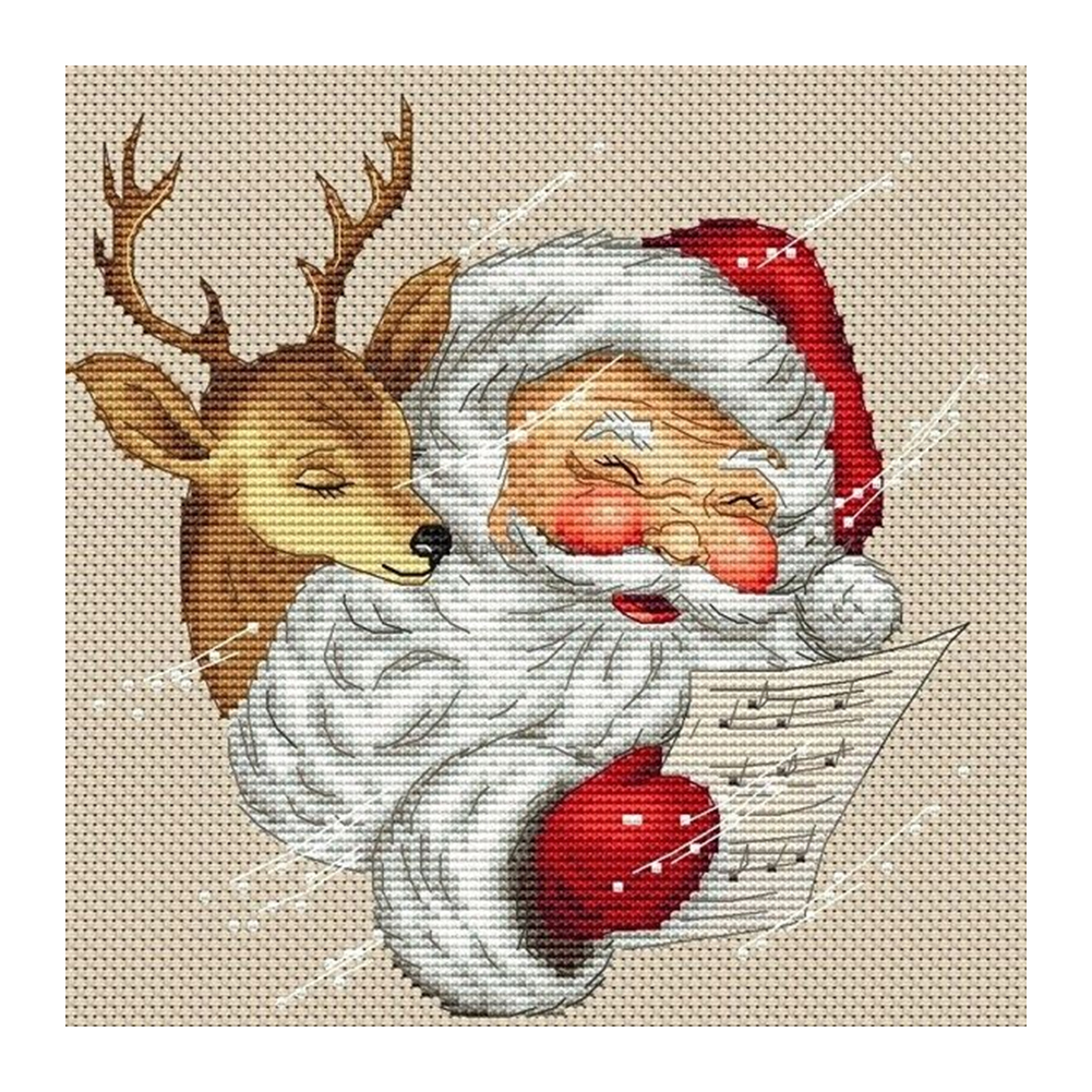 

Santa Claus Elk - 14CT Stamped Cross Stitch - 40*40CM, 501 Original