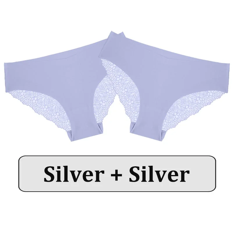 2PCS/Set Lace Panties Women Underwear Seamless Lingerie Sexy Panties Female Underpants Briefs Floral Lace Patchwork Woman Pantys