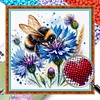 Bumble Cornflower Bee Glass Bead Partial 11CT DIY Stamped Cross Stitch Kits for Beginners Adults Home Decor Cross Stitch Art and Crafts Kits 14.04x14.04in