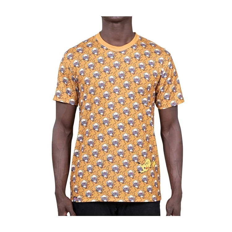 Bidoof & Pikachu Allover-Print Fitted Crew Neck T-Shirt - Adult