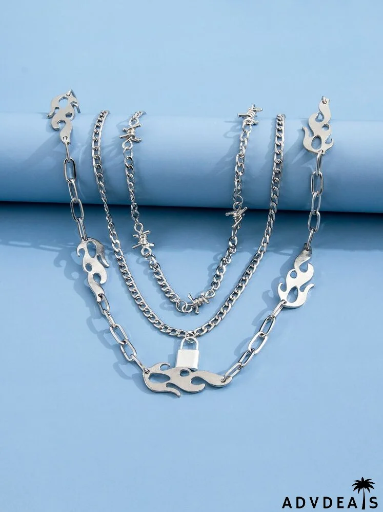 3pcs Flame Decor Necklace