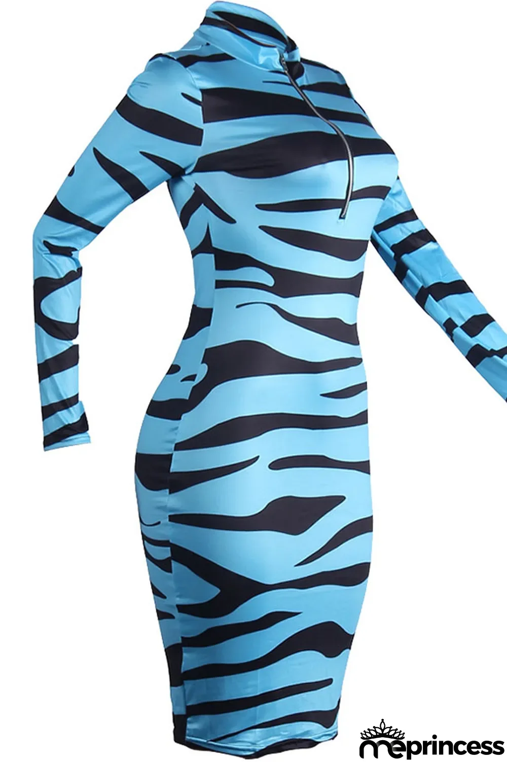 Yellow Polyester Fashion Sexy Long Sleeves V Neck Sheath Mini Print zebra Dresses