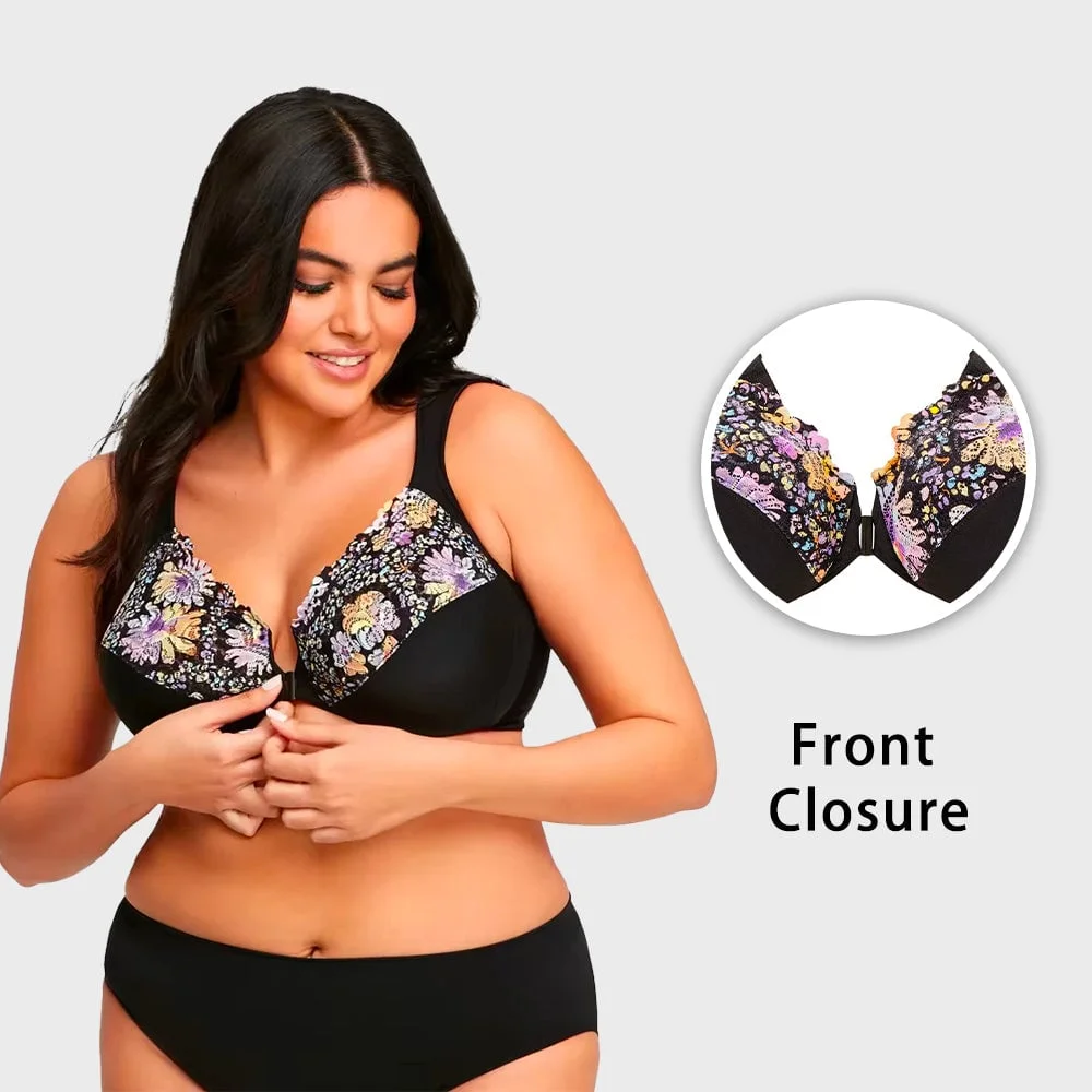 🎁Front Closure Plus Size Full Coverage Lace Bra