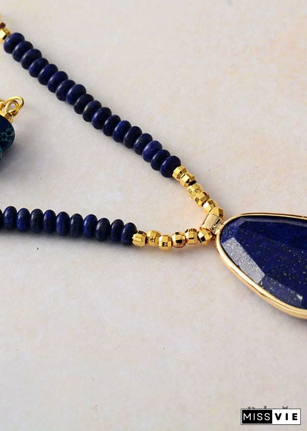 Boho Necklace, 2 Layers Lapis