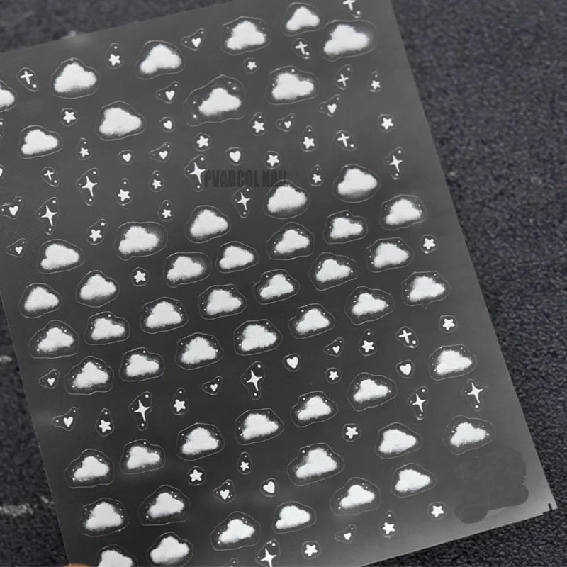 Cloud Nail Art Stickers 3D Decal Self-adhesive Stars Bubble Stickers for Salon Manicure Nails Decoration-Nail Inspo