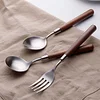 High-grade Walnut Handle Stainless Steel 304 Tableware Three-piece Set