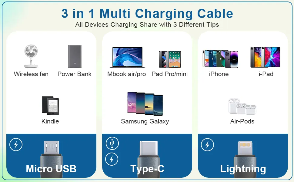 long multi charging cable