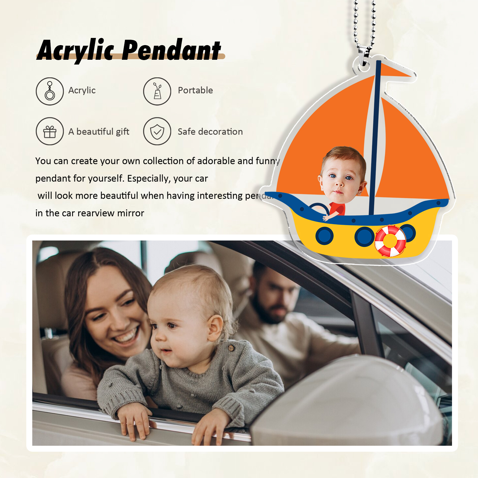 Custom Photo Acrylic Keychain Ship Funny Hanging Ornament Pedant Personalised Gift for Him/Her-Jessemade AU