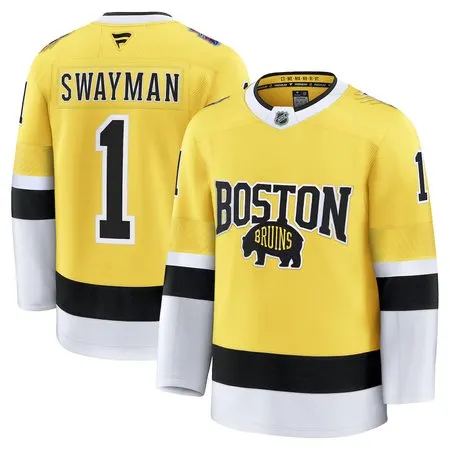Youth Boston Bruins #1 Jeremy Swayman  Gold 2026 NHL Stadium Series Premium Jersey