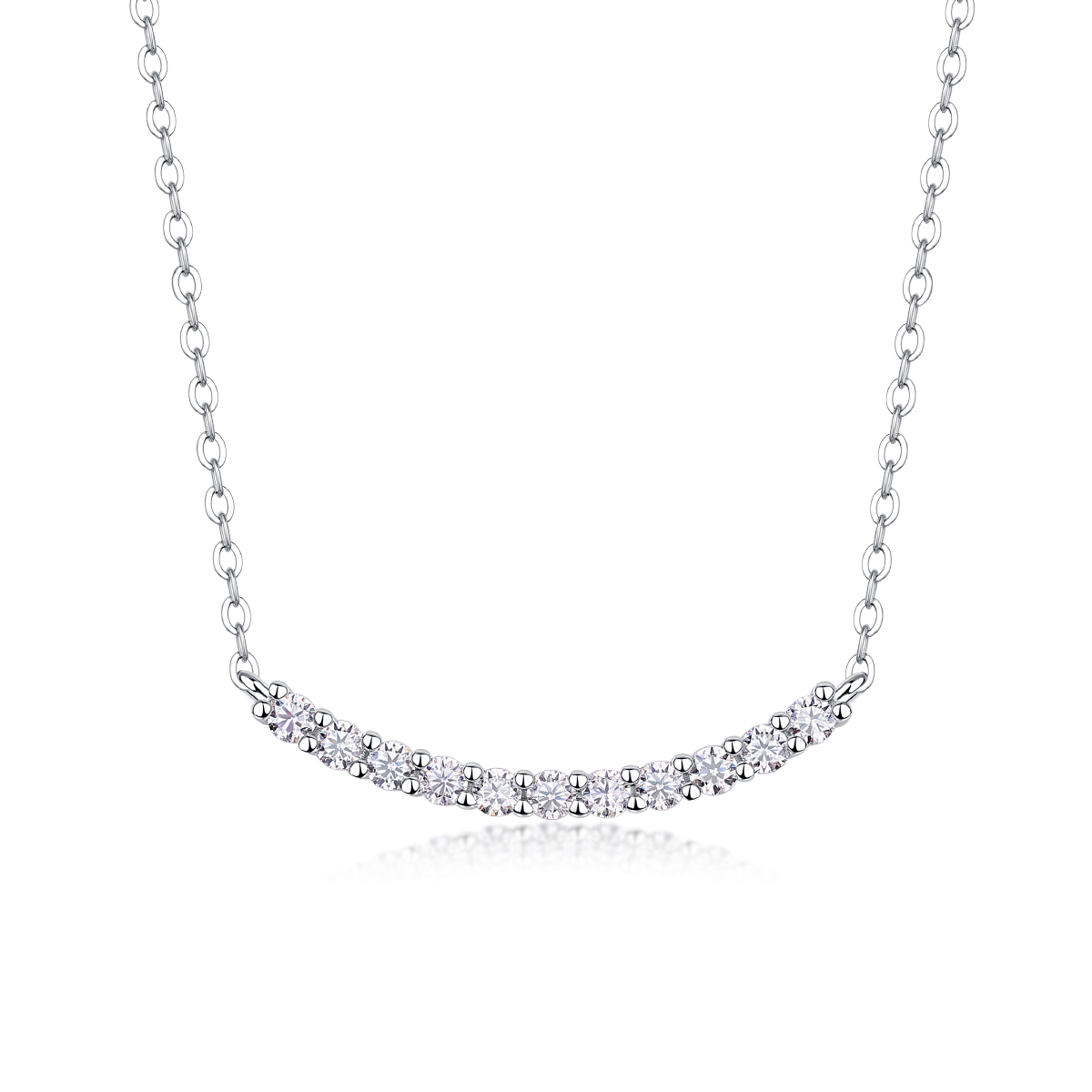 Smiling Moissanite Pendant 925 Silver Plated 18k Gold - Hypoallergenic Necklace, Nickel Free, Sparkling Gemstone Jewelry