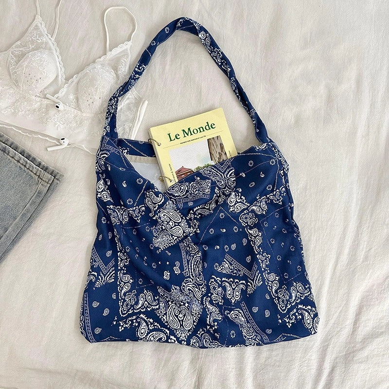 Niche Canvas Bag For Women 2024 New Summer Korean Style Design Sense High Quality Artistic Floral Canvas Bag