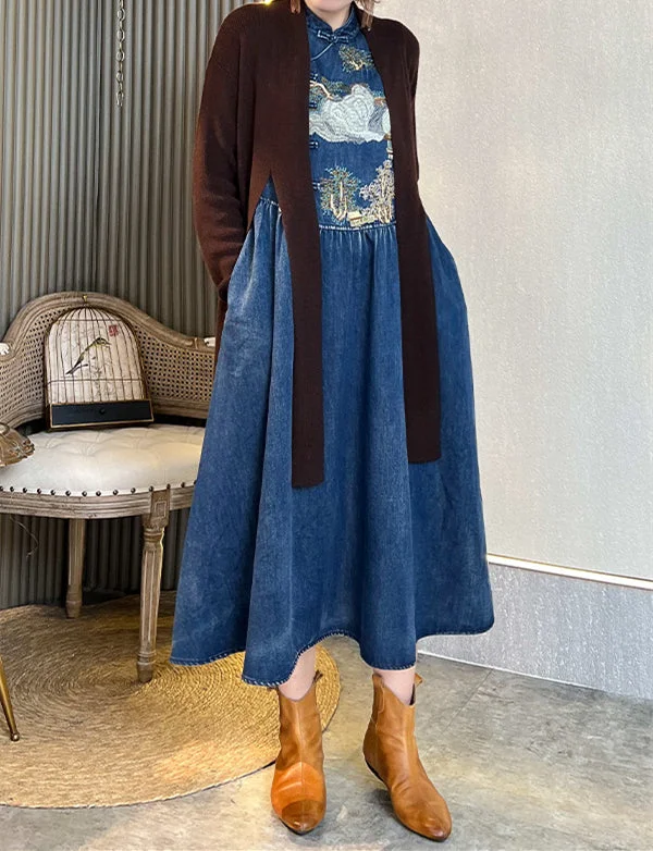 Women's Denim Sleeveless Scoop Neck Dress