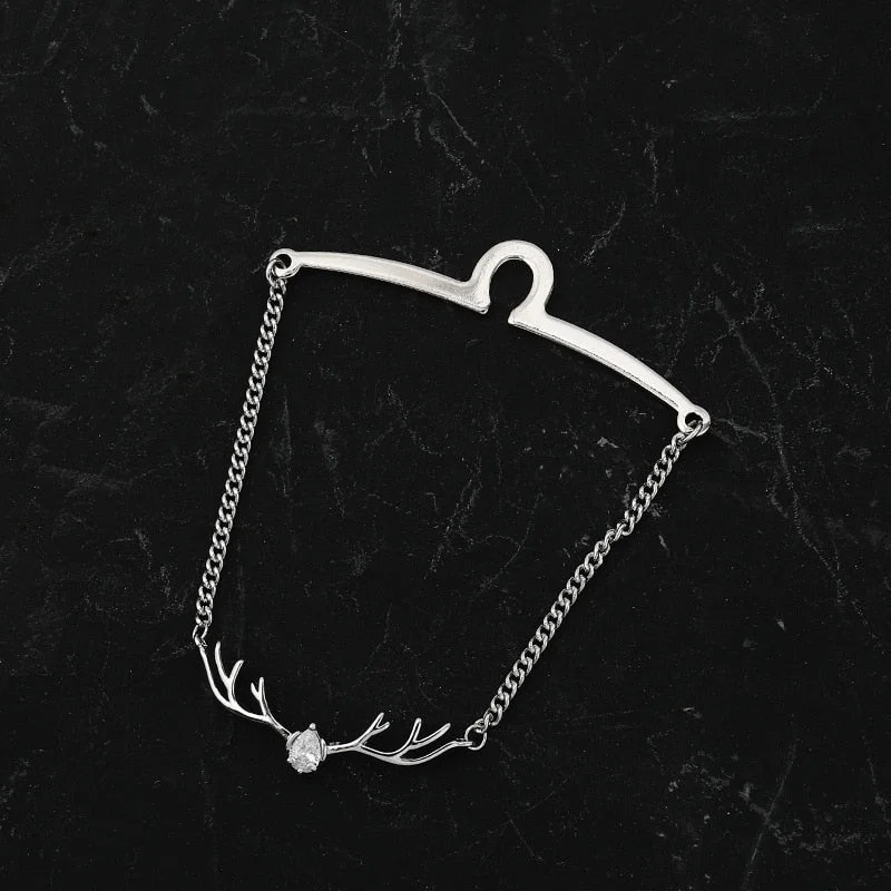 High-end Tie Chain Crystal Zircon Antlers Tie Clip Deer Head Tassel Chain Tie Pins Men's Ties Accessories Gifts for Men