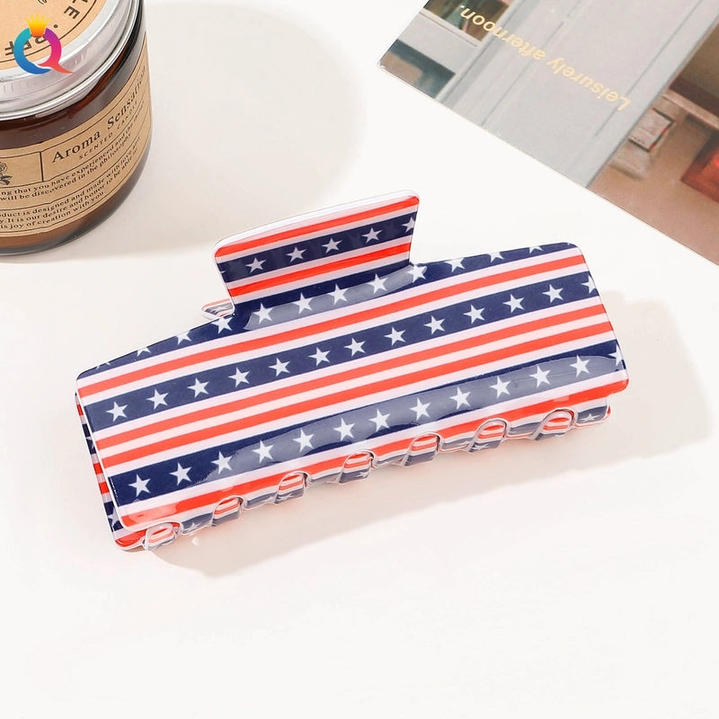 Women’s Casual Minimalist National Flag Arylic Hollow Out Hair Claws