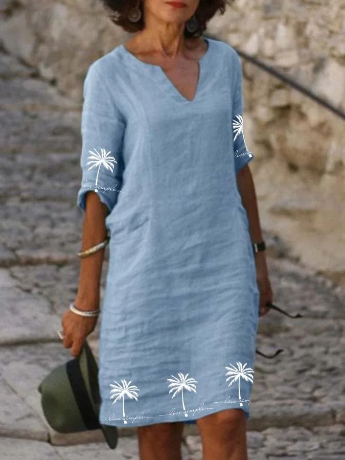 Relaxed Living Palm Tree Print Dress