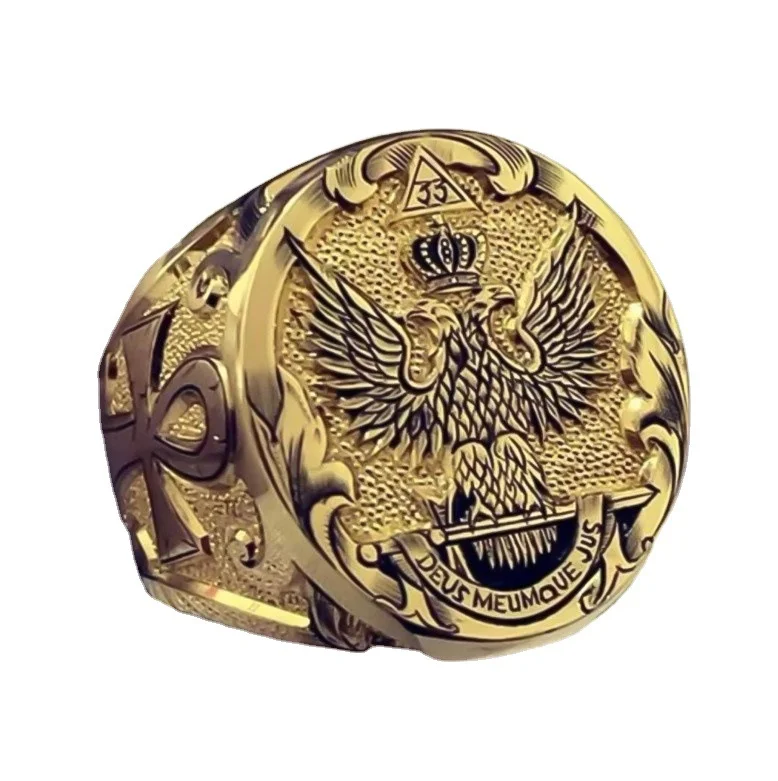 Double Headed Eagle Sigil Ring, Vintage American Eagle Military Ring