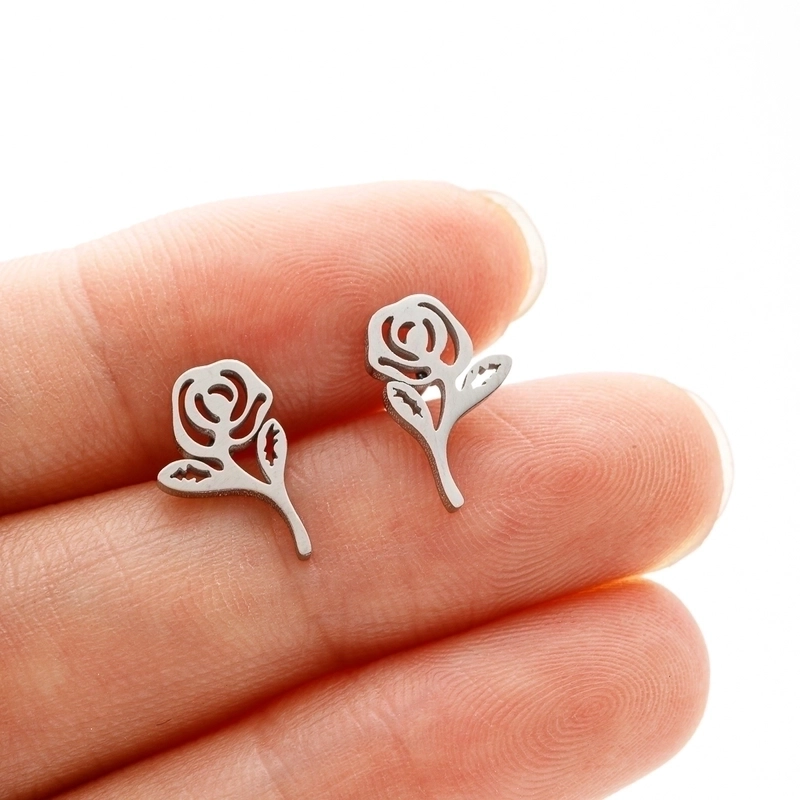 1 Pair Cartoon Style Sweet Artistic Cactus Paw Print Cat 304 Stainless Steel 18K Gold Plated Ear Studs3