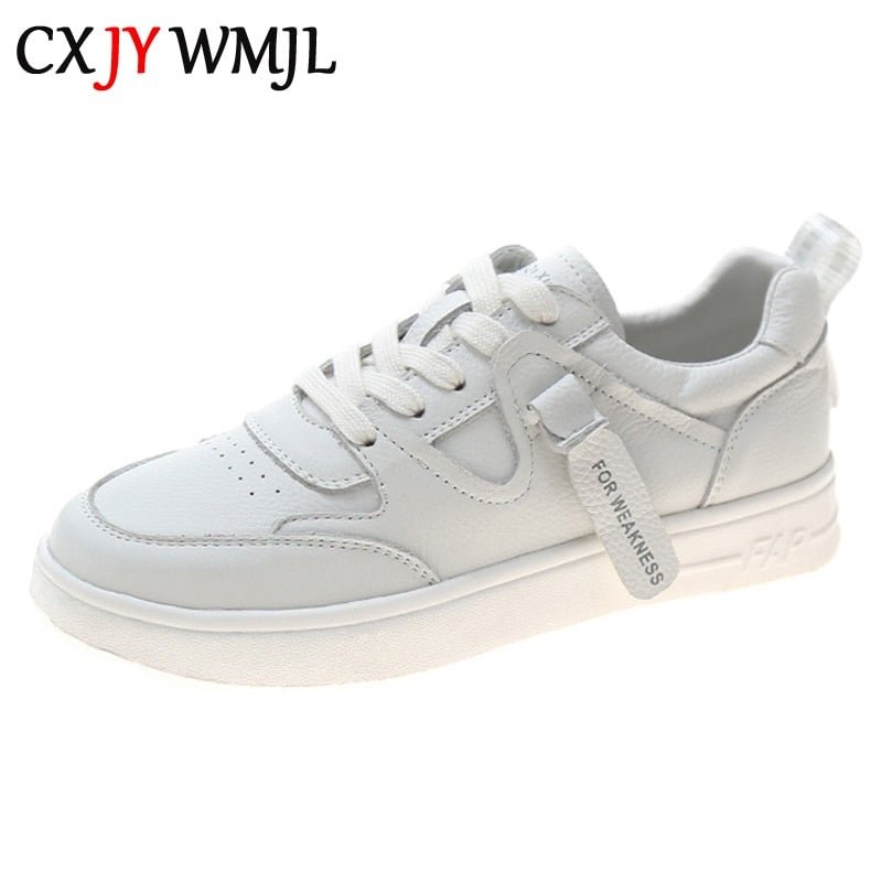 CXJYWMJL Genuine Leather Women Platform Sneakers Cowhide Spring Thick Bottom Vulcanized Shoes Ladies Fashion Little White Shoes