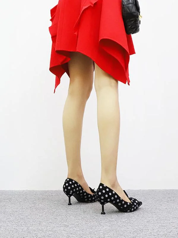 Fashion pointed polka dot personality non-slip fine cat high heels