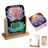 (US Local)DIY Lotus Diamond Painting Kit Rotatable Mirror w Diamond Painting Jewelry Box