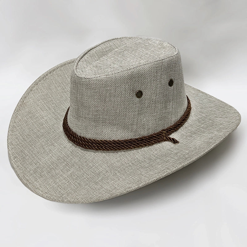 American Western Cowboy Hat Spring And Autumn Leather Men’s Mountain Climbing Spanish Women’s Sun Big Edge Sun Hat Sunscreen Travel