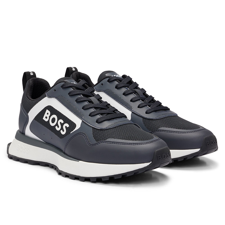 BOSS® Faux leather mixed material lace-up sneakers
