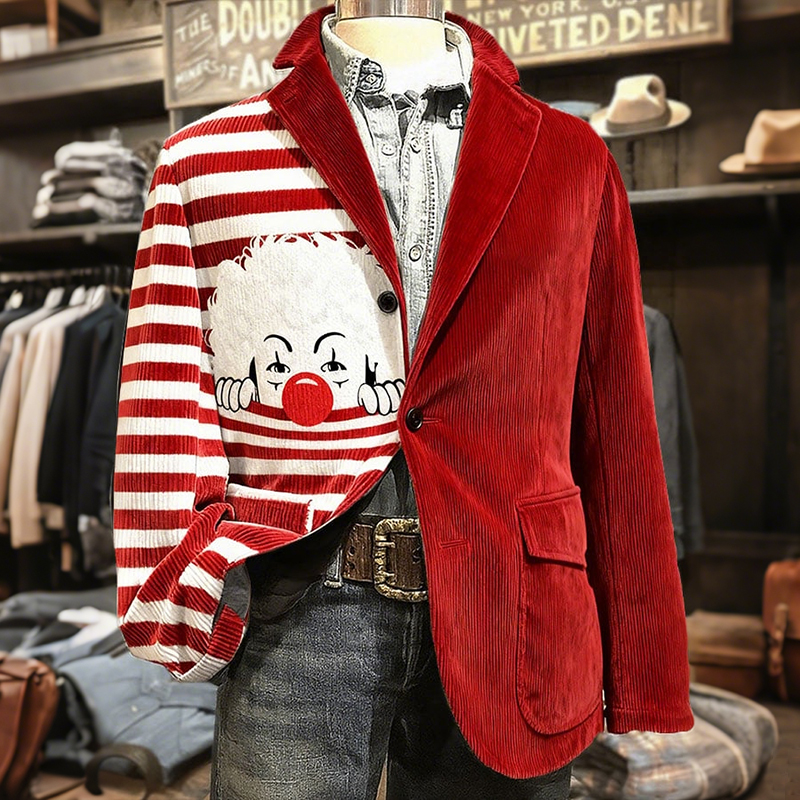 Men's Retro Carnival Striped Clown Casual Blazer elevenforest