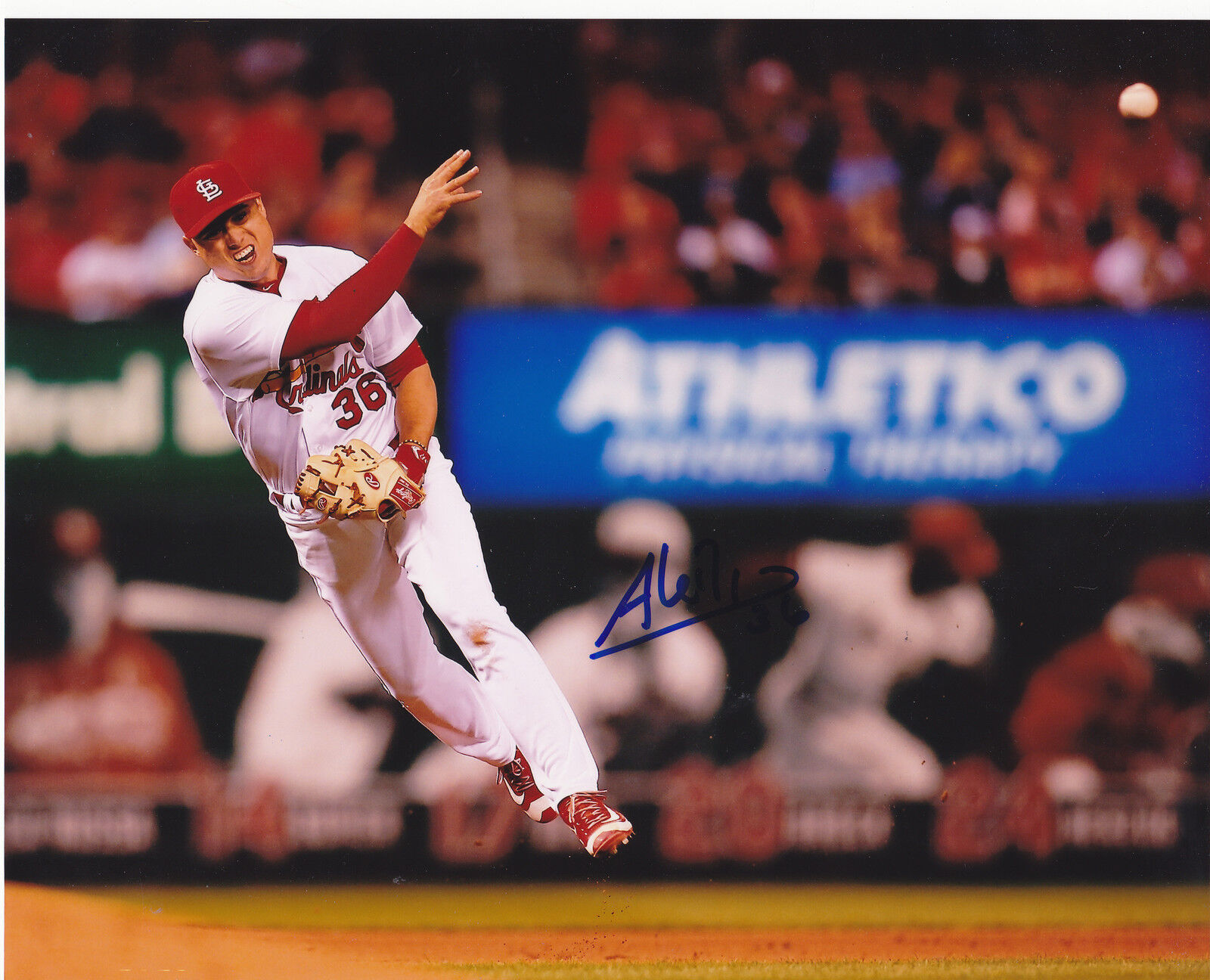 ALEDMYS DIAZ ST. LOUIS CARDINALS ACTION SIGNED 8x10