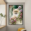 Flowers Pomeranian-11CT Counted Cross Stitch 40*60cm/15.75*23.62in(Big Size)