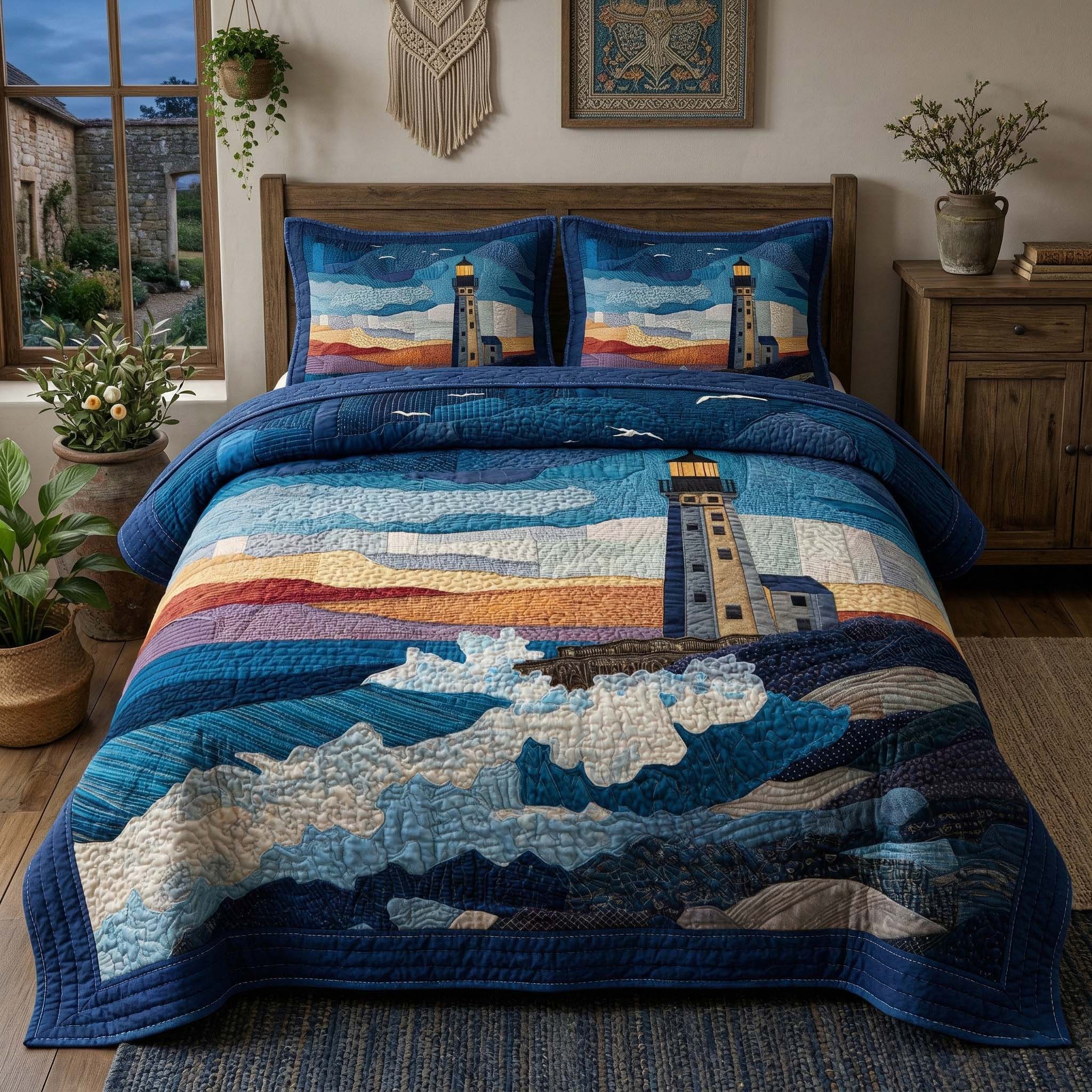 Sunset Beacon 3-Piece Quilted Bedding Set GFTOQM3397