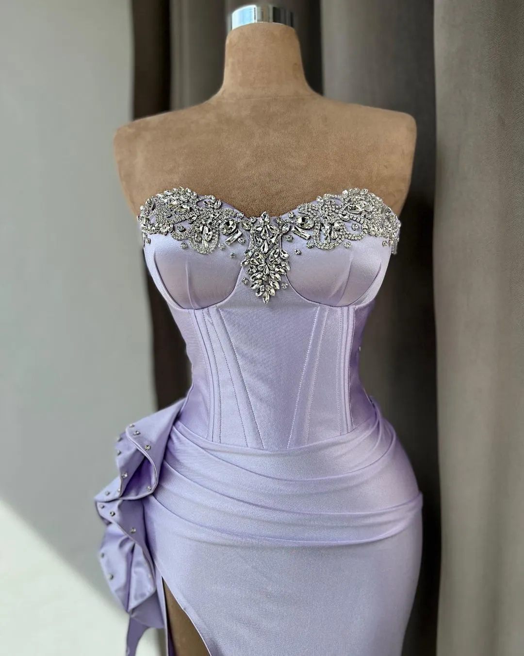 Purple dress with side slit prom gowns, bridal dresses, women wedding dress Y5230 main image 1
