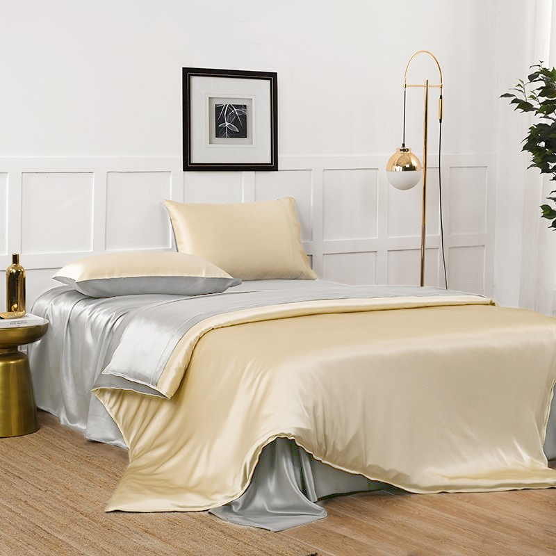 19 Momme High Quality Double Color Silk Bedding Set 4PCS REAL SILK LIFE
